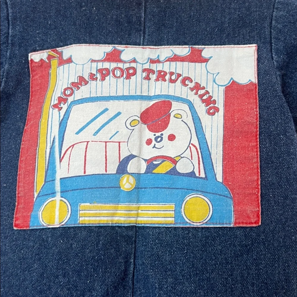 Vintage 1980'2 1990's Kids Blue‎ Denim Jumpsuit Yellow Red Green Baby 0-3 Months